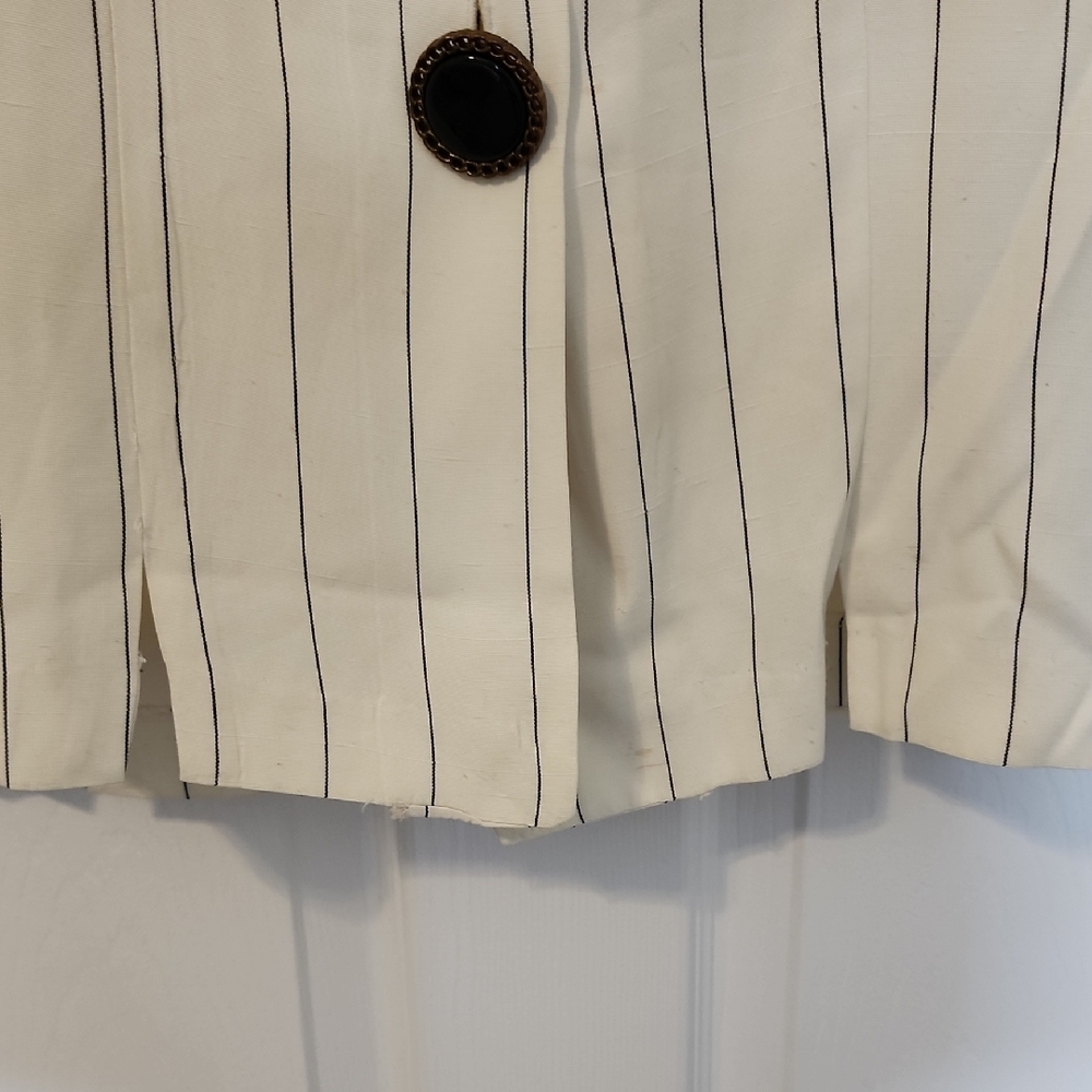 Elegant Cream Striped Mini Dress - Picture 5 of 11